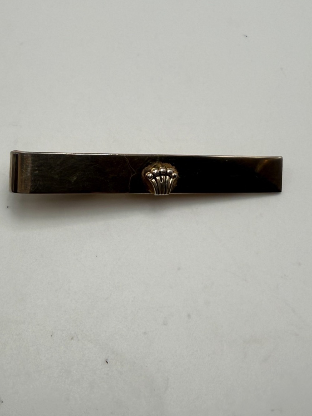 Vintage Swank Tie Clip Gold Tone Crown Fan Design